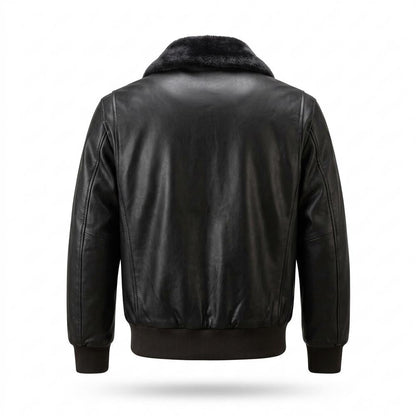 Mens Outlet House - Saral | Faux Leather Fur-Collar Leather Jacket Men