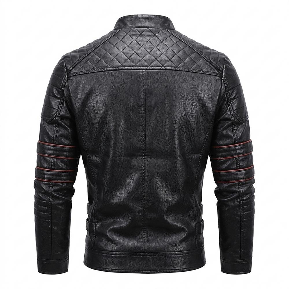Mens Outlet House - Nosel | Quilted Zip-Up Leather Jacket Men