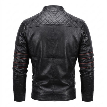 Mens Outlet House - Nosel | Quilted Zip-Up Leather Jacket Men