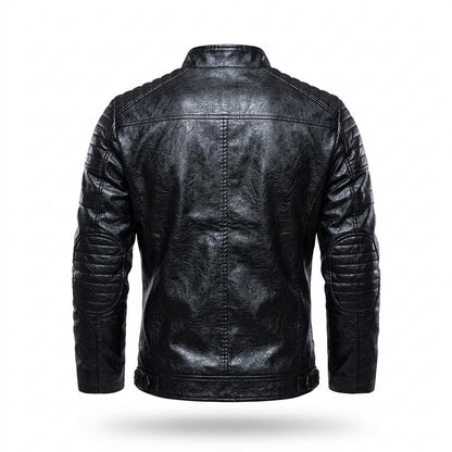 Mens Outlet House - Kesan | Quilted Zipped Leather Jacket Men