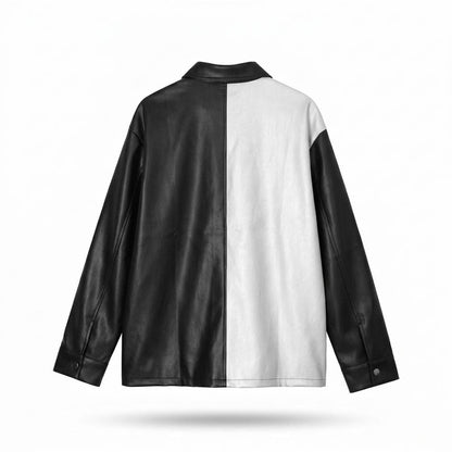 Mens Outlet House - Nedar | Two-Tone Faux Leather Jacket Unisex