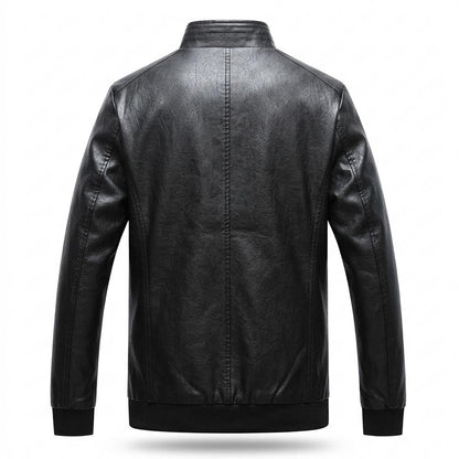 Mens Outlet House - Nomir | Zip-Up Stand-Collar Leather Jacket Men