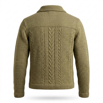 Mens Outlet House - Losol | Cable Knit Collared Knit Cardigan Men