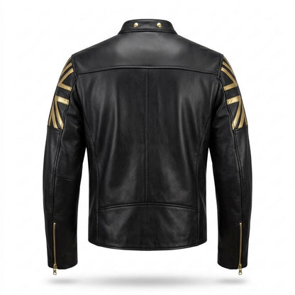 Mens Outlet House - Comin | Zip-Up Decorated Leather Jacket Men