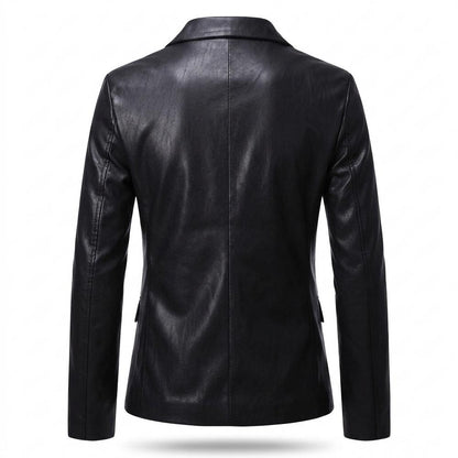 Mens Outlet House - Lolen | Faux-Leather Single-Breasted Blazer Men