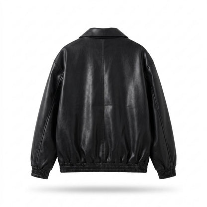 Mens Outlet House - Zesin | Zip-Up Relaxed-Fit Leather Jacket Men