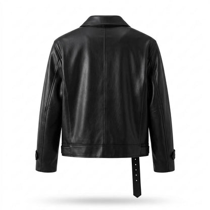 Mens Outlet House - Sonud | Zippered Belted Leather Jacket Men