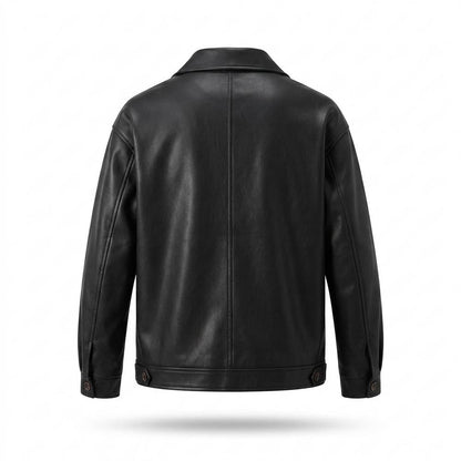 Mens Outlet House - Selen | Button-Front PU-Leather Leather Jacket Men