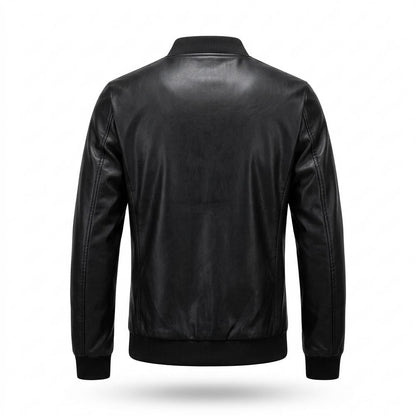 Mens Outlet House - Lehud | Zip-Up Slim Fit Leather Jacket Men