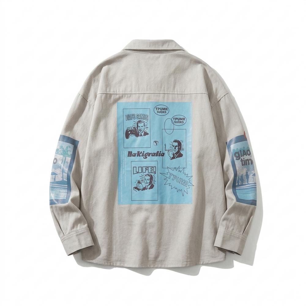 Mens Outlet House - Kaser | Graphic Print Long-Sleeved Shirt Men