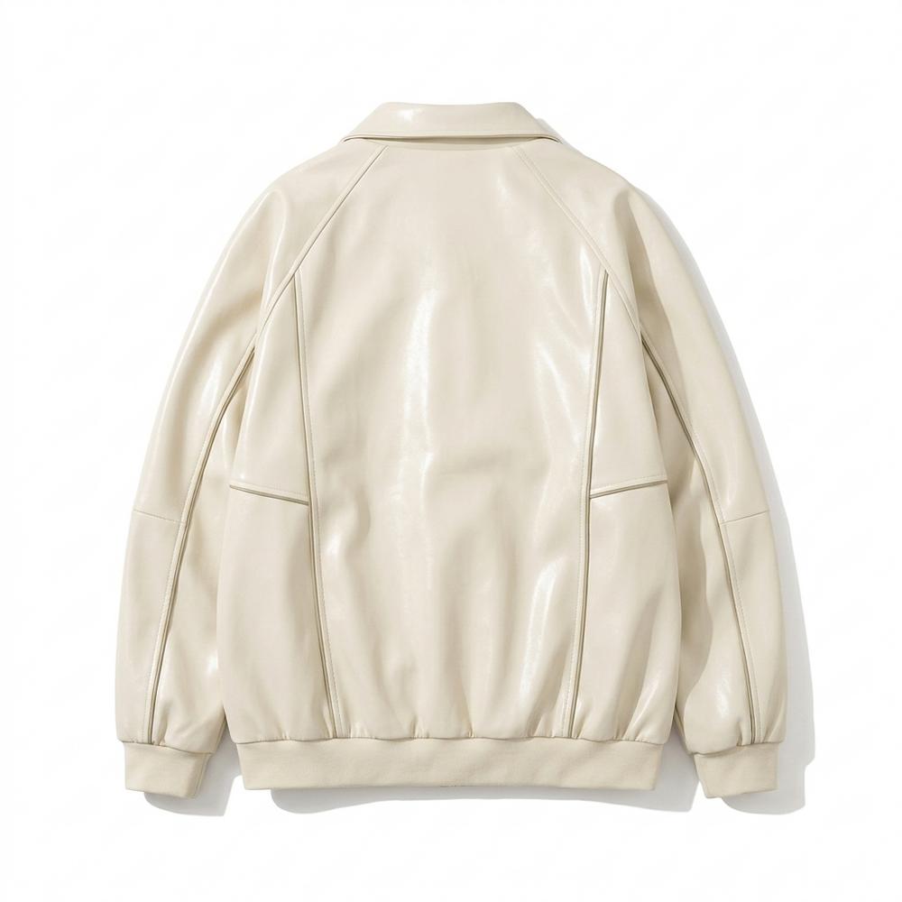 Mens Outlet House - Zasol | Piped Zip-Up Leather Jacket Unisex