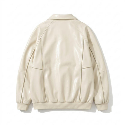 Mens Outlet House - Zasol | Piped Zip-Up Leather Jacket Unisex