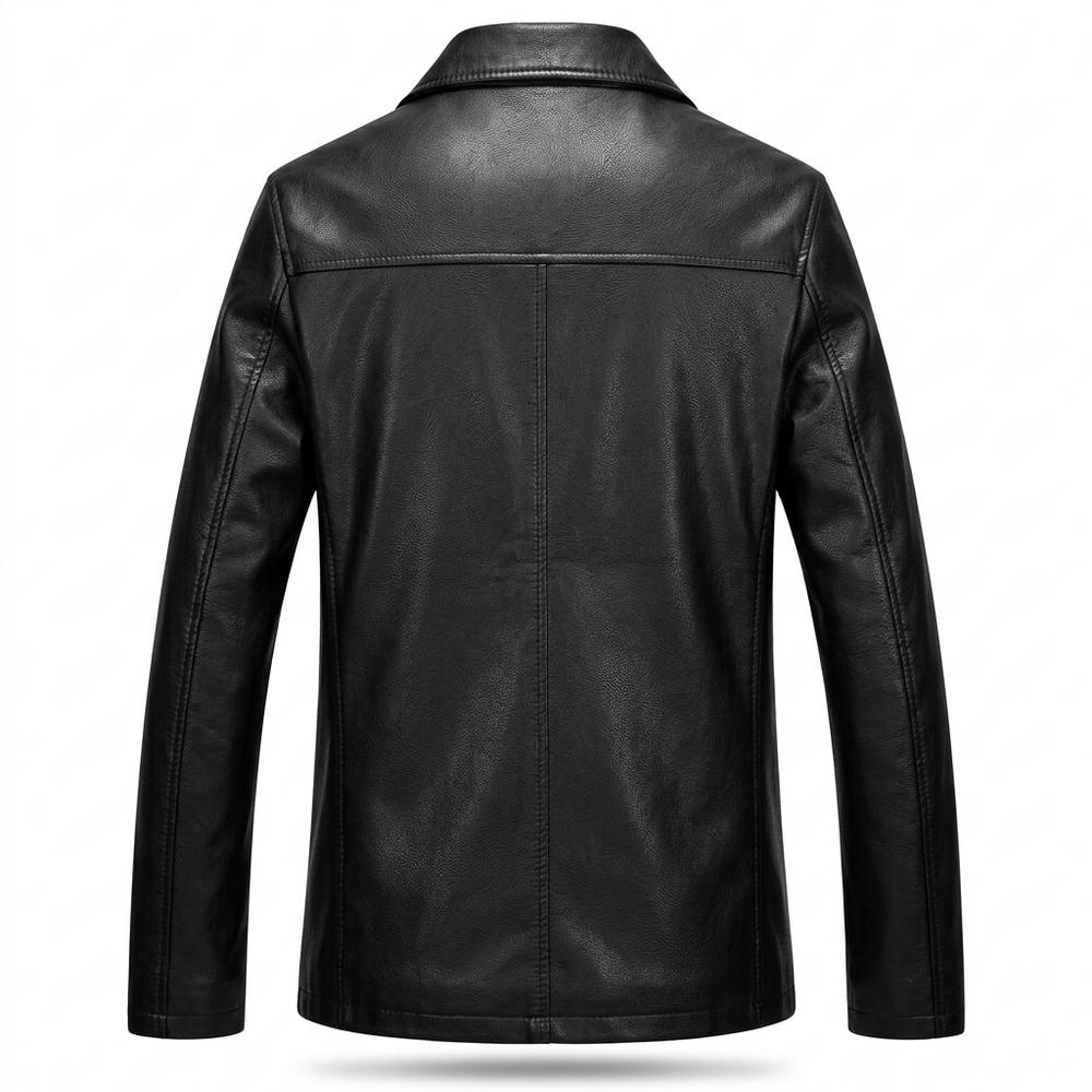 Mens Outlet House - Nelev | Buttoned Lined Leather Jacket Men