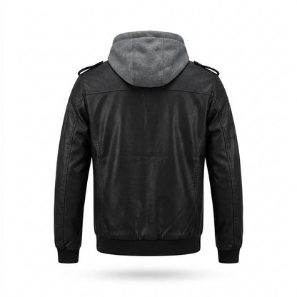 Mens Outlet House - Daven | Hooded Faux-Leather Jacket Men
