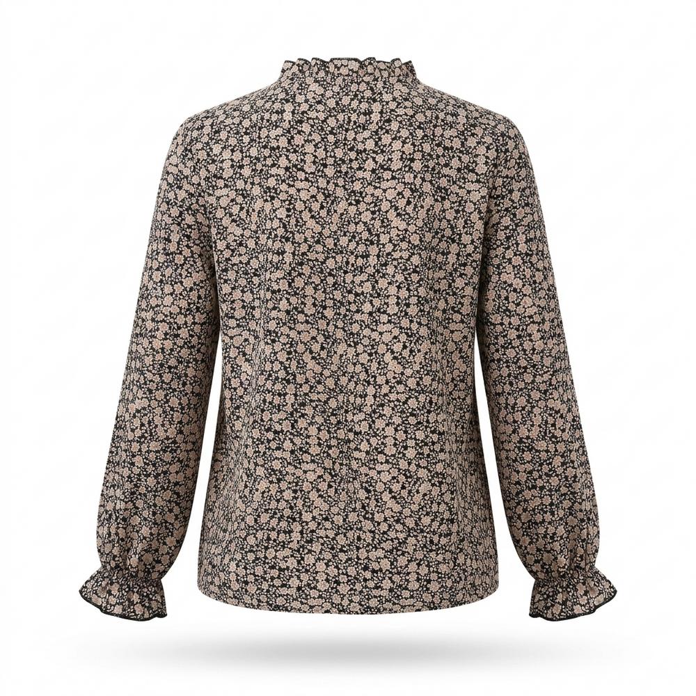 Mens Outlet House - Zetor | Floral-Print Ruffle-Neck Blouse Women