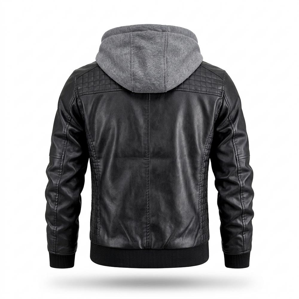 Mens Outlet House - Rinal | Hooded Quilted Leather Jacket Men