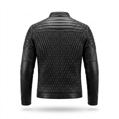 Mens Outlet House - Keken | Quilted Slim-Fit Leather Jacket Men