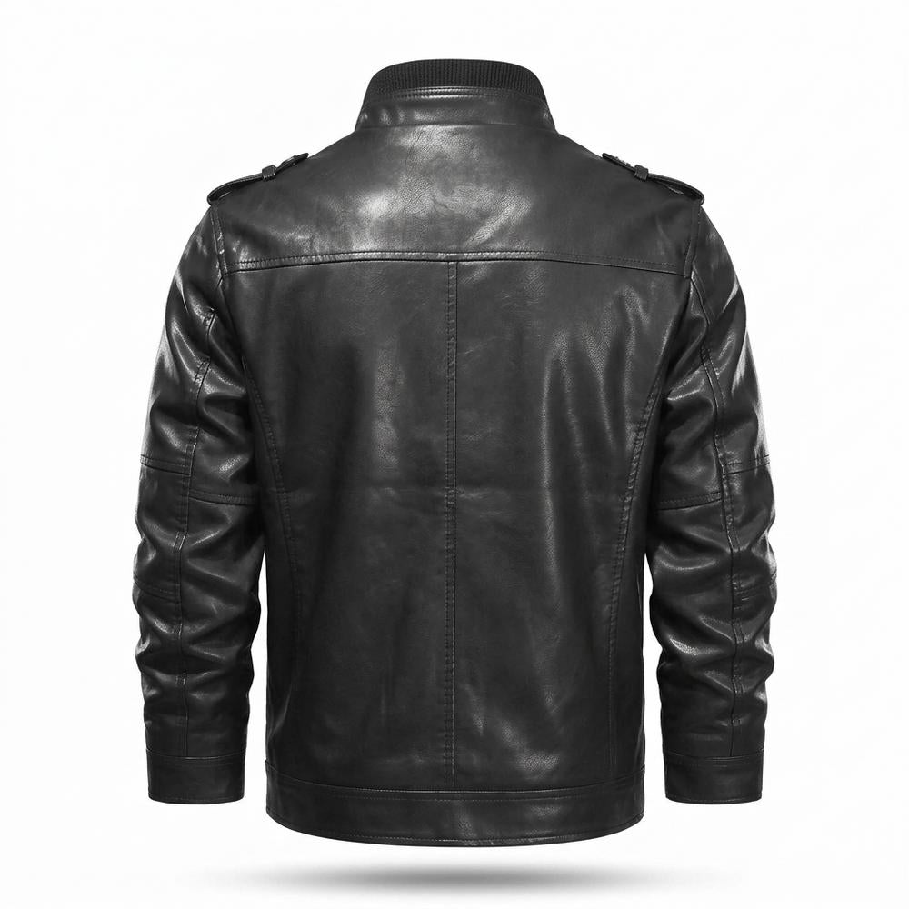 Mens Outlet House - Damor | Zip-Up Stand-Collar Leather Jacket Men