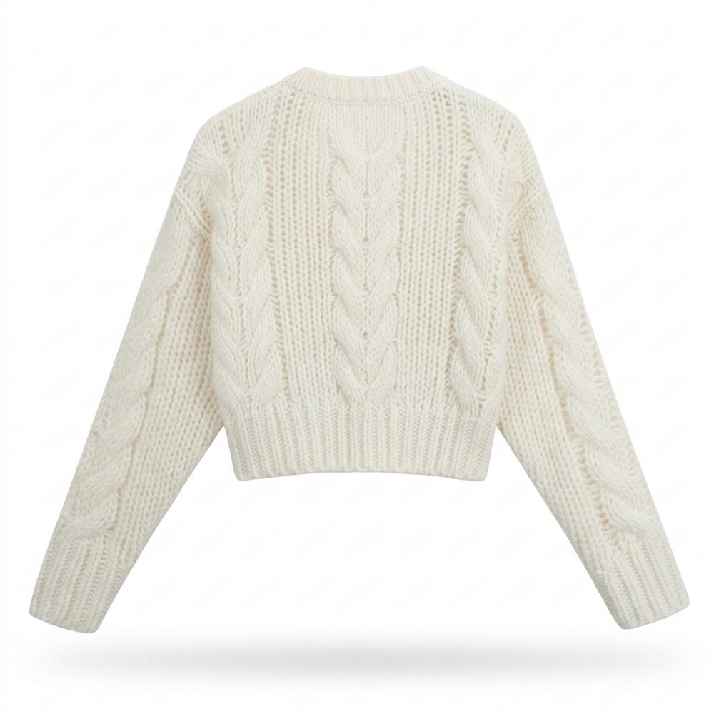 Mens Outlet House - Selom | Cable-Knit Cropped Knit Cardigan Women