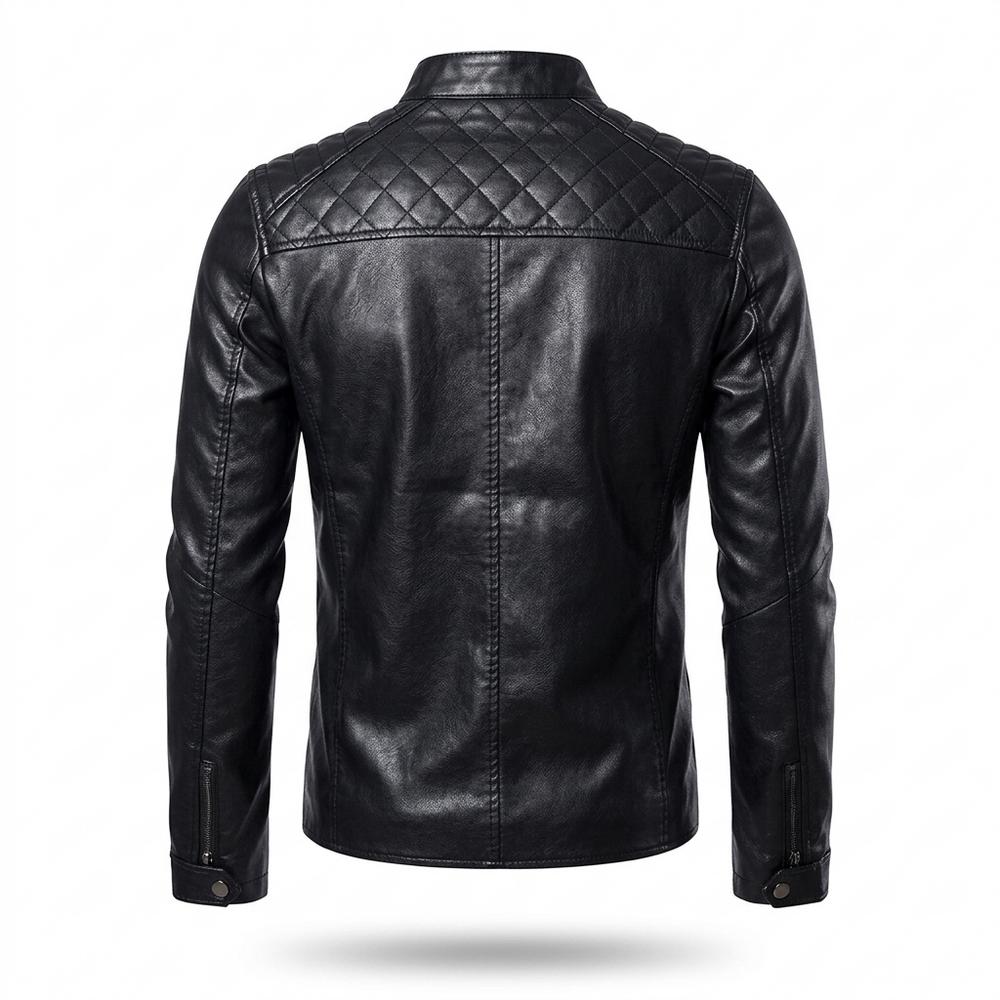 Mens Outlet House - Mekor | Quilted Zip-Up Leather Jacket Men