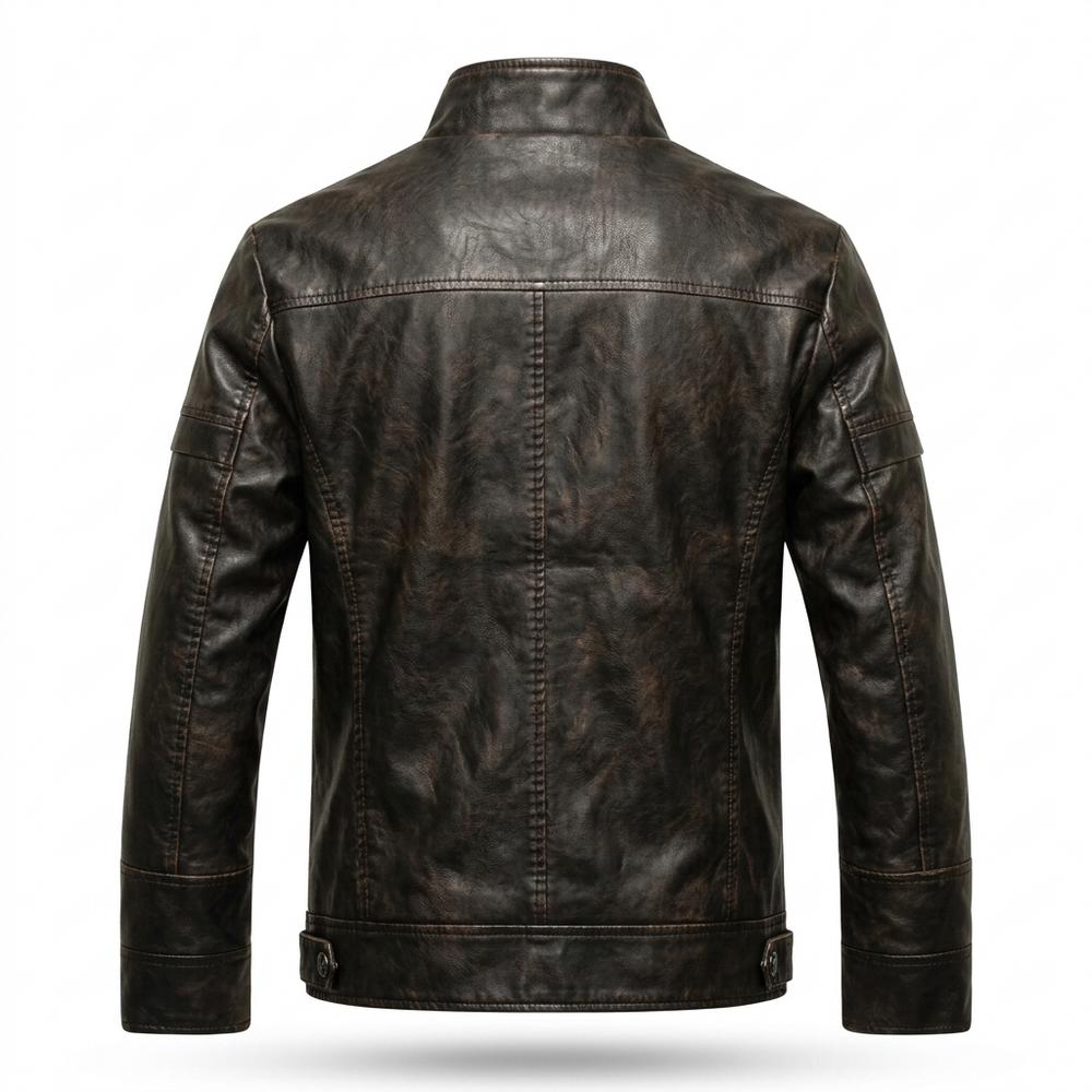 Mens Outlet House - Taral | Washed Slim-Fit Leather Jacket Men