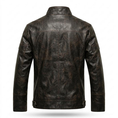 Mens Outlet House - Taral | Washed Slim-Fit Leather Jacket Men