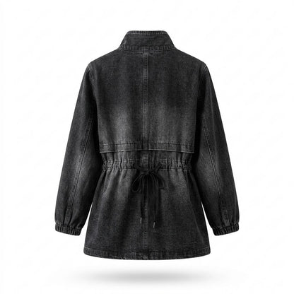 Mens Outlet House - Lizan | Drawstring-Waist Washed-Denim Jacket Women