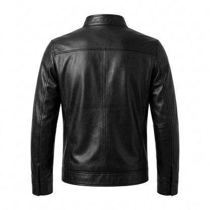 Mens Outlet House - Tinav | Fitted Stand-Collar Leather Jacket Men