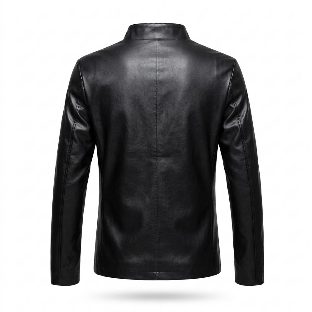 Mens Outlet House - Kalar | Zip-Up Stand-Collar Leather Jacket Men