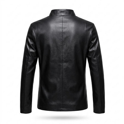 Mens Outlet House - Kalar | Zip-Up Stand-Collar Leather Jacket Men
