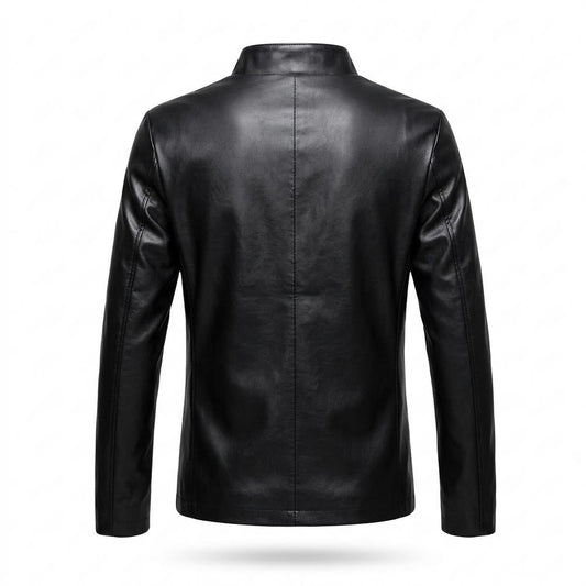 Mens Outlet House - Kalar | Zip-Up Stand-Collar Leather Jacket Men