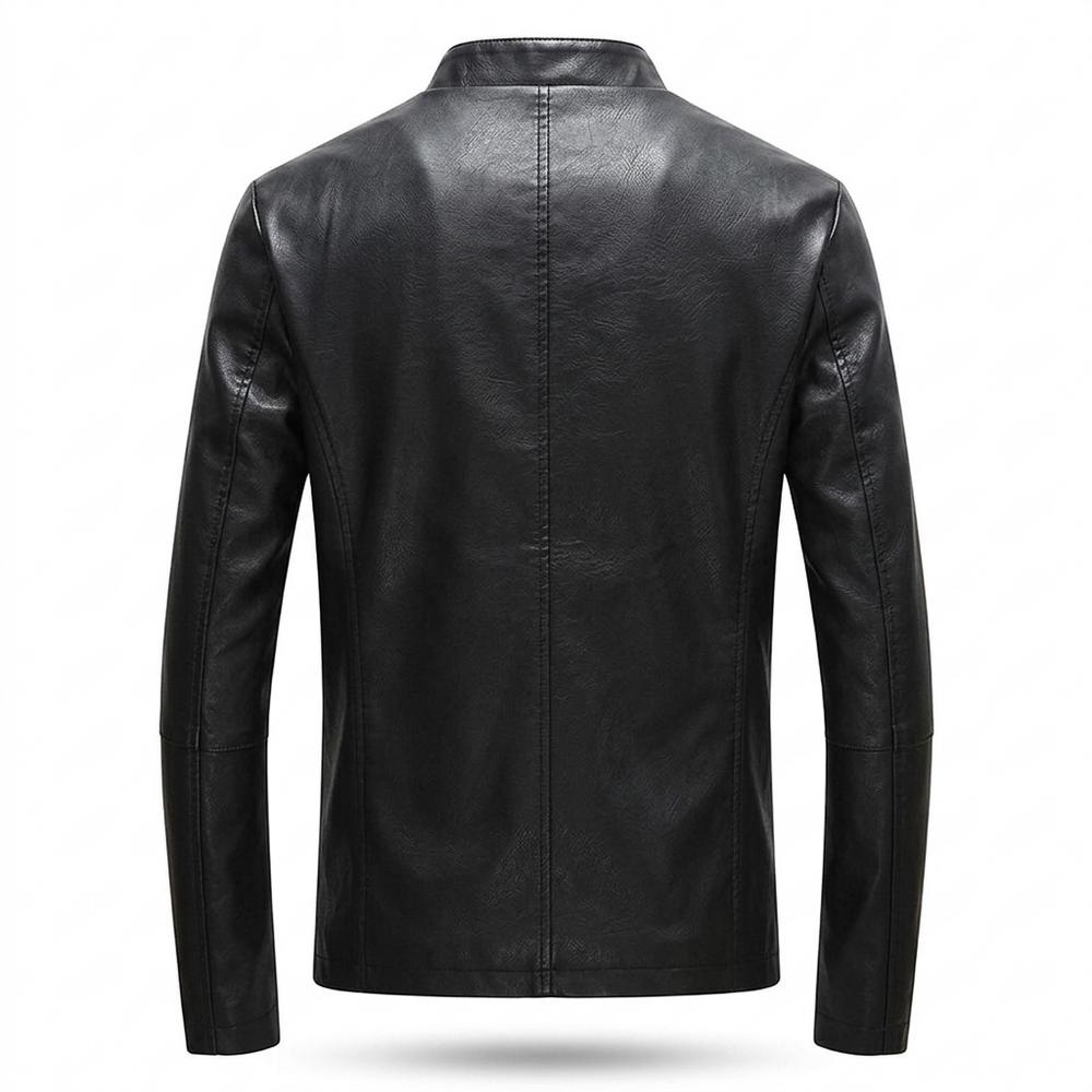 Mens Outlet House - Karev | Slim-Fit Stand-Collar Leather Jacket Men