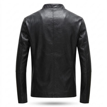 Mens Outlet House - Karev | Slim-Fit Stand-Collar Leather Jacket Men