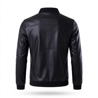 Mens Outlet House - Zemin | Faux-Leather Zip-Up Leather Jacket Men