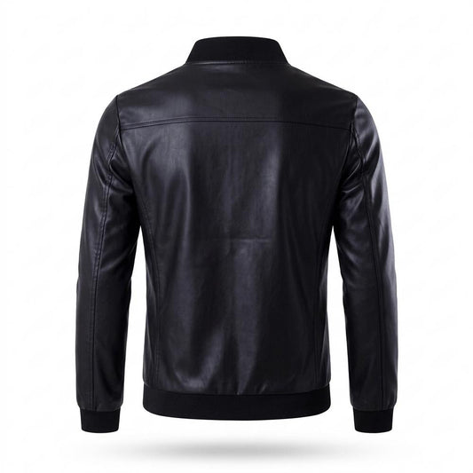 Mens Outlet House - Zemin | Faux-Leather Zip-Up Leather Jacket Men