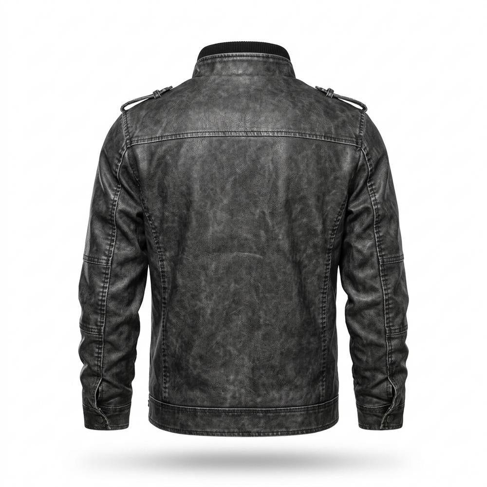 Mens Outlet House - Almon | Washed Zip-Up Leather Jacket Men