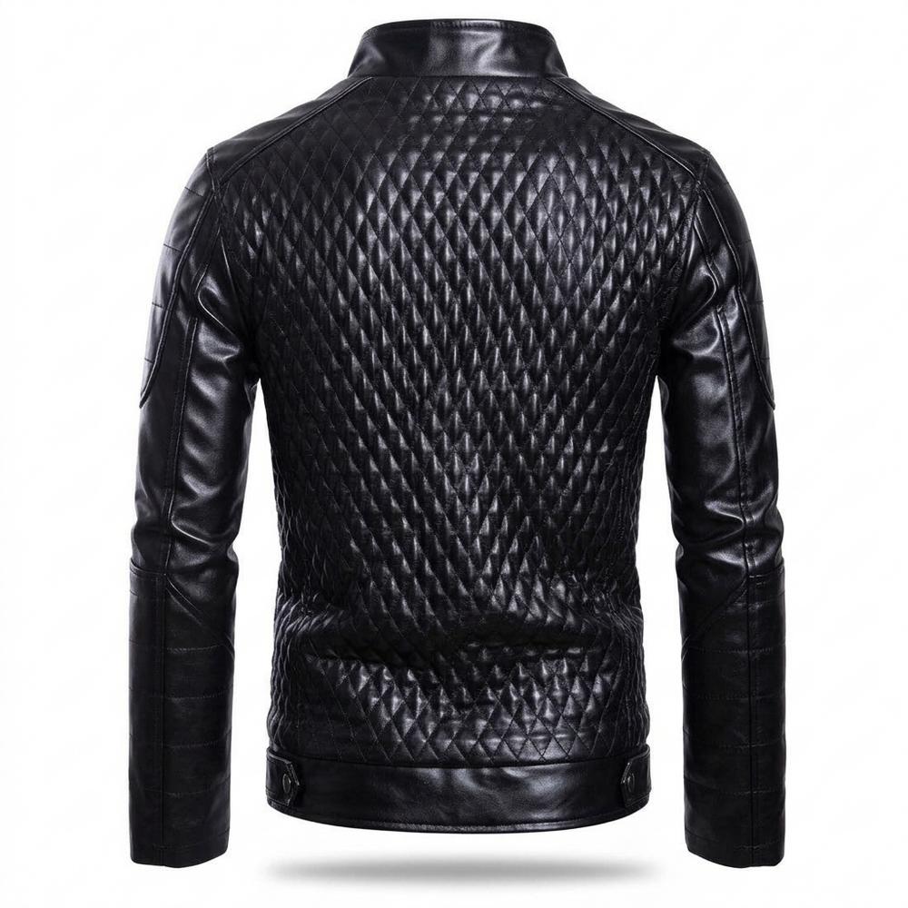 Mens Outlet House - Kaken | Quilted Fitted Leather Jacket Men