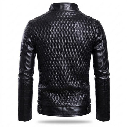 Mens Outlet House - Kaken | Quilted Fitted Leather Jacket Men