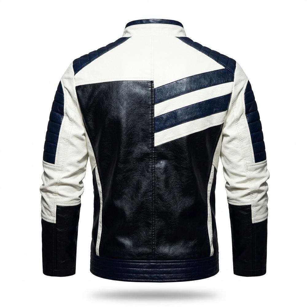 Mens Outlet House - Yodar | Color-Block Quilted Leather Jacket Men
