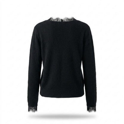 Mens Outlet House - Yokar | Lace-Trimmed Button-Front Knit Cardigan Women