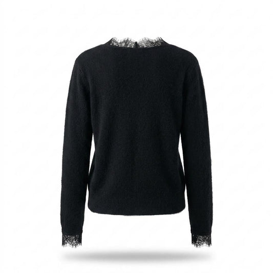 Mens Outlet House - Yokar | Lace-Trimmed Button-Front Knit Cardigan Women