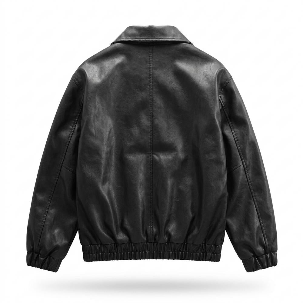 Mens Outlet House - Lelan | Lined Relaxed Fit Leather Jacket Men