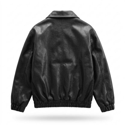 Mens Outlet House - Lelan | Lined Relaxed Fit Leather Jacket Men