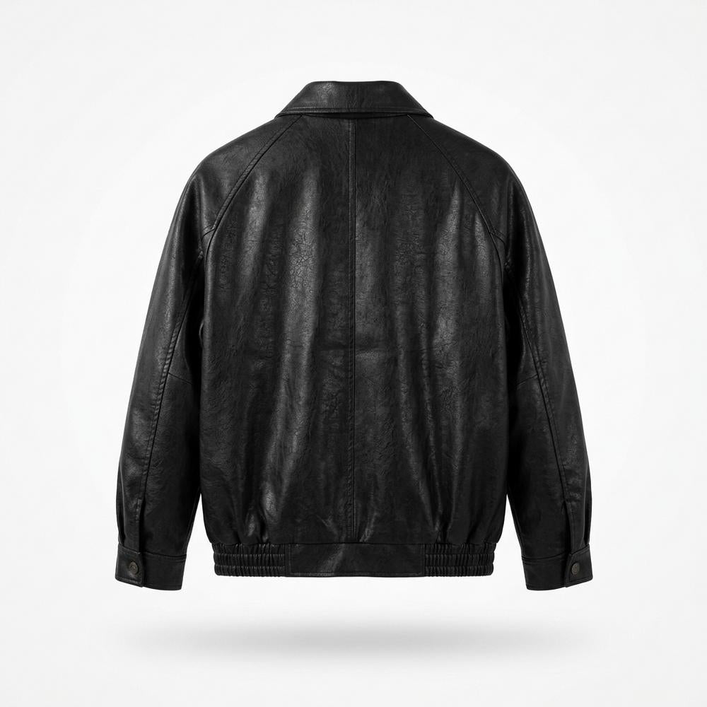 Mens Outlet House - Arkar | Zip-Up Collared Leather Jacket Men