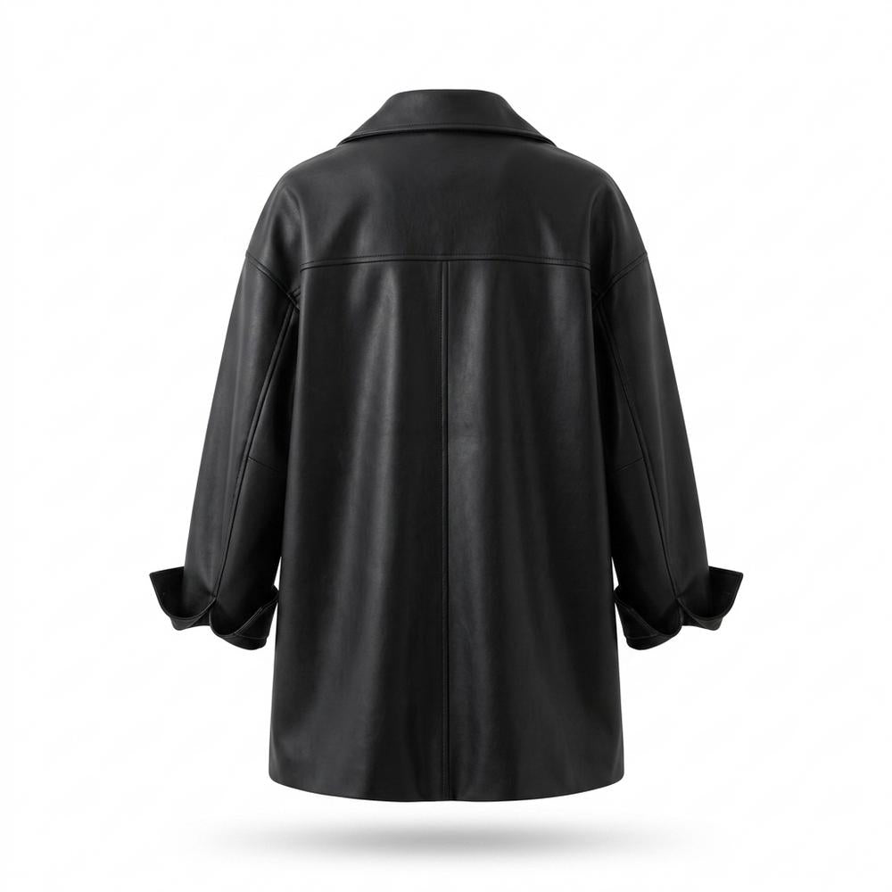 Mens Outlet House - Yoker | Button-Front Loose-Fit Leather Jacket Women