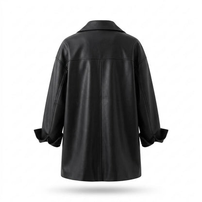 Mens Outlet House - Yoker | Button-Front Loose-Fit Leather Jacket Women