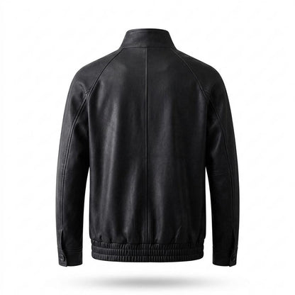 Mens Outlet House - Mavel | Button-Front Stand-Collar Leather Jacket Men