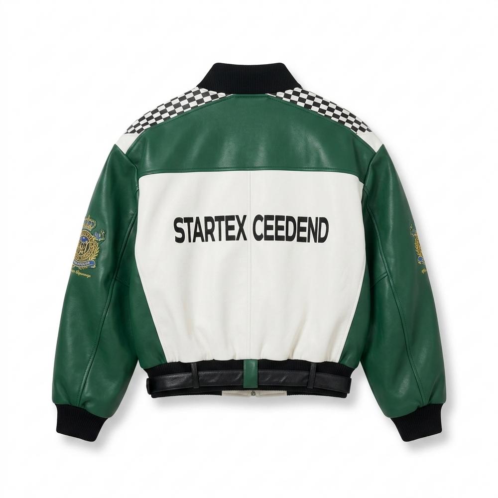 Mens Outlet House - Losil | Color-Block Zip-Up Leather Jacket Unisex
