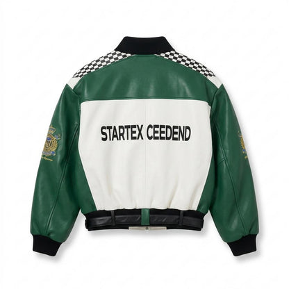 Mens Outlet House - Losil | Color-Block Zip-Up Leather Jacket Unisex