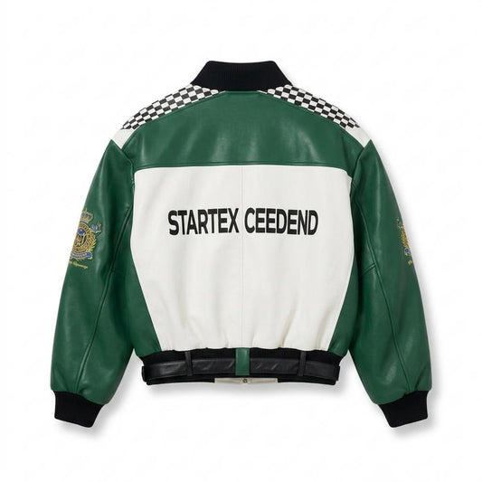Mens Outlet House - Losil | Color-Block Zip-Up Leather Jacket Unisex